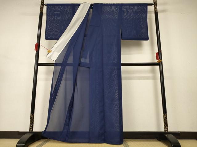 平和屋着物＊夏物 色無地 絽 青褐色 洗える着物 AABB2483jd
