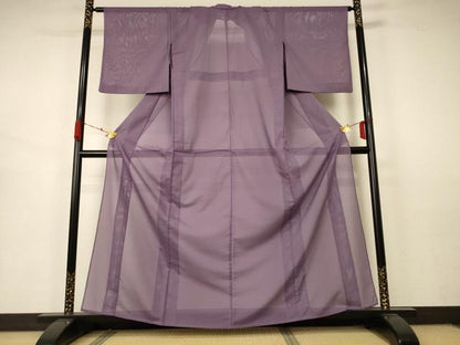 平和屋着物＊夏物　色無地　絽　葡萄鼠色　正絹　逸品　AABB2484jd