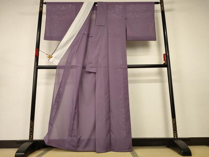 平和屋着物＊夏物　色無地　絽　葡萄鼠色　正絹　逸品　AABB2484jd