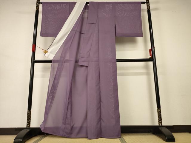 平和屋着物＊夏物　色無地　絽　葡萄鼠色　正絹　逸品　AABB2484jd
