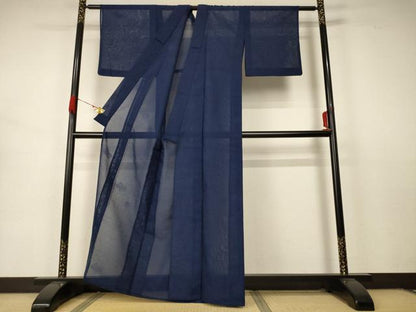 平和屋着物＊夏物 色無地 紗 留紺色 正絹 逸品 AABB2490jd