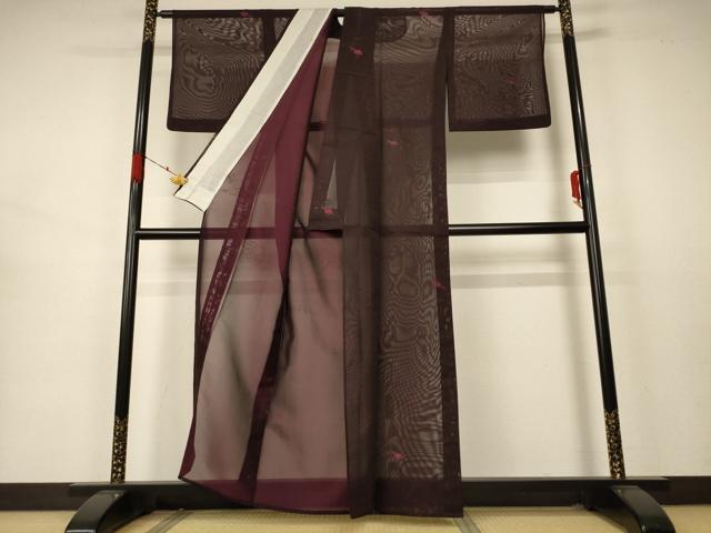 平和屋着物＊夏物　小紋　紗　流水文　正絹　逸品　AABB2493jd