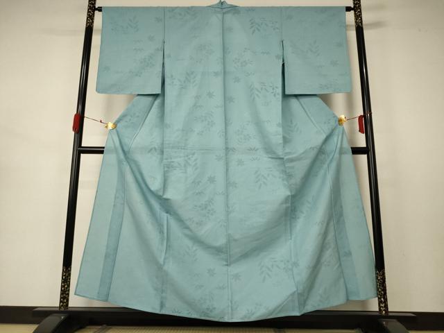 平和屋着物＊夏物 色無地 絽 流水草花文紗 錆青磁色 正絹 逸品 未使用 AABB2495jd