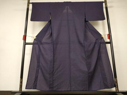平和屋着物＊夏物 小紋 変わり絽 菱文 銀通し地 正絹 逸品 AABB2503jd
