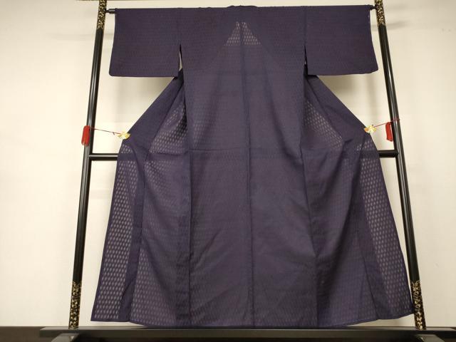 平和屋着物＊夏物 小紋 変わり絽 菱文 銀通し地 正絹 逸品 AABB2503jd