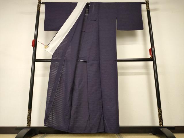 平和屋着物＊夏物 小紋 変わり絽 菱文 銀通し地 正絹 逸品 AABB2503jd