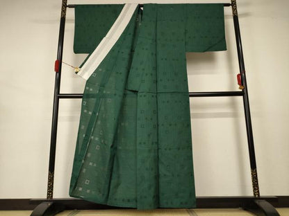 平和屋着物＊夏物 小紋 紗 幾何学文 正絹 逸品 AABB2507jd