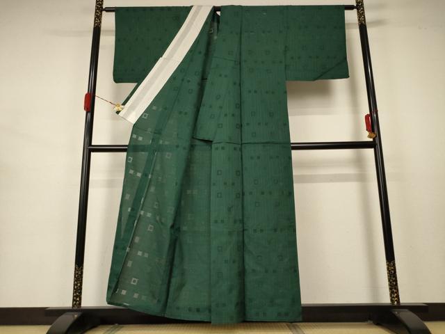平和屋着物＊夏物 小紋 紗 幾何学文 正絹 逸品 AABB2507jd
