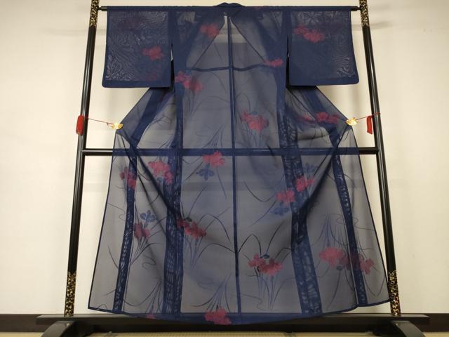 平和屋着物＊夏物 小紋 紗 草花文 正絹 逸品 AABB2509jd