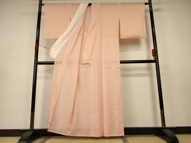 平和屋着物＊夏物 色無地 変わり絽 芝紋紗 洒落柿色 正絹 逸品 AABB2510jd