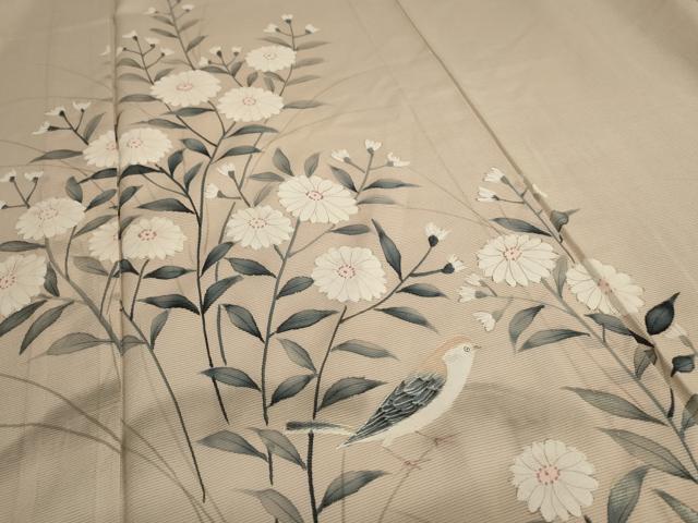 平和屋着物＊夏物 訪問着 絽 手描き 花鳥文 正絹 逸品 AABB2512jd