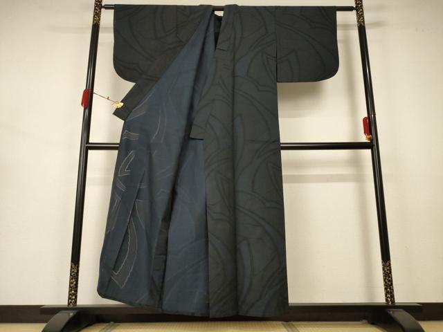 平和屋着物＊夏物 小紋 紗 幾何学文様 正絹 逸品 AABB2514jd