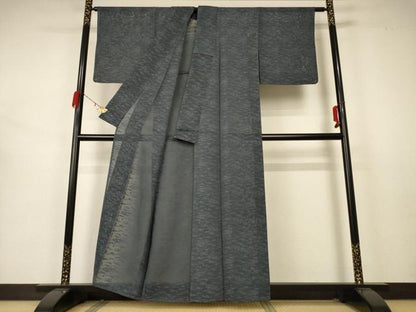 平和屋着物＊夏物 色無地 立波紋紗 藍墨茶色 正絹 逸品 AABB2523jd