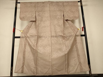 平和屋着物＊夏物 小紋 紗 枝葉文 銀糸 正絹 逸品 AABB2525jd