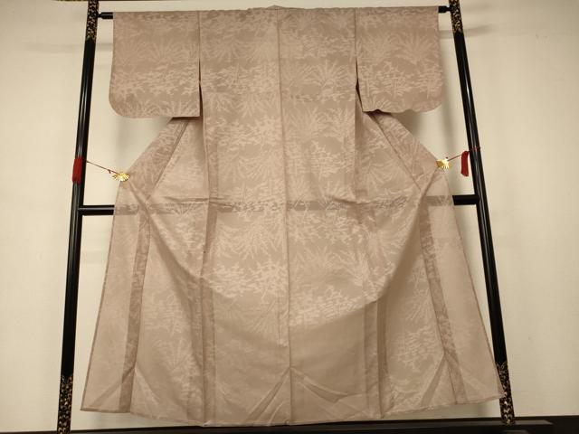 平和屋着物＊夏物 小紋 紗 枝葉文 銀糸 正絹 逸品 AABB2525jd