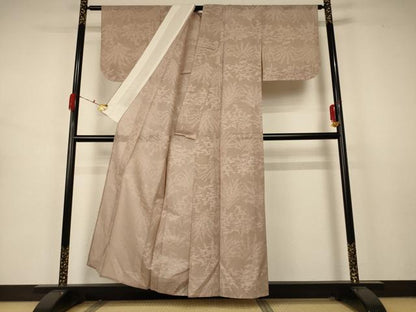 平和屋着物＊夏物 小紋 紗 枝葉文 銀糸 正絹 逸品 AABB2525jd