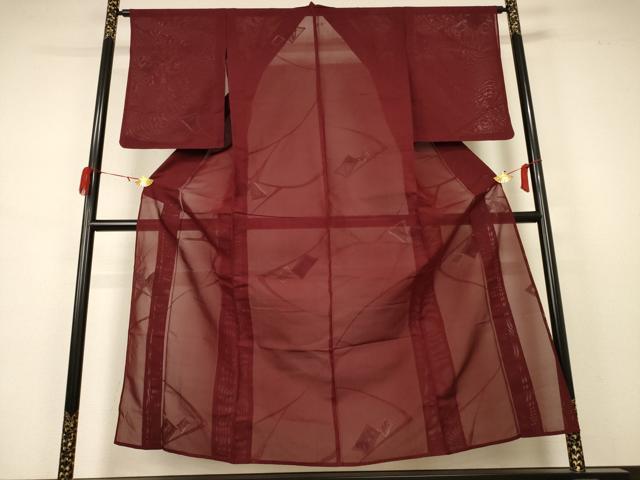 平和屋着物＊夏物 小紋 紗 色紙重ね文 銀糸 正絹 逸品 AABB2526jd