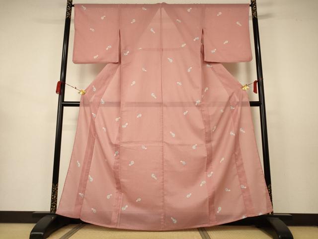 平和屋着物＊夏物 小紋 絽 瓢箪文 洗える着物 AABB2534jd
