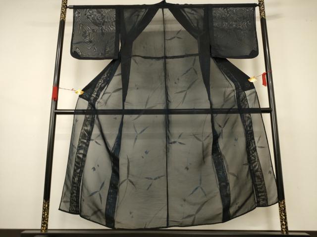 平和屋着物＊夏物 小紋 紗 枝葉文 正絹 逸品 AABB2539jd