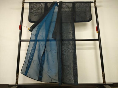 平和屋着物＊夏物 小紋 紗 枝葉文 正絹 逸品 AABB2539jd