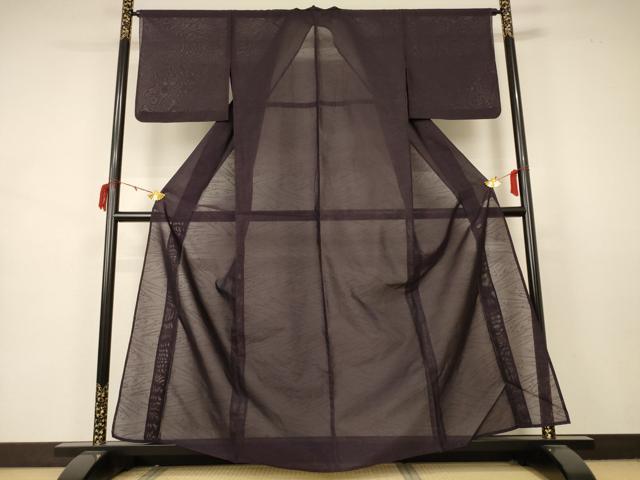 平和屋着物＊夏物 色無地 幾何学文紗 紅消鼠色 正絹 逸品 AABB2544jd