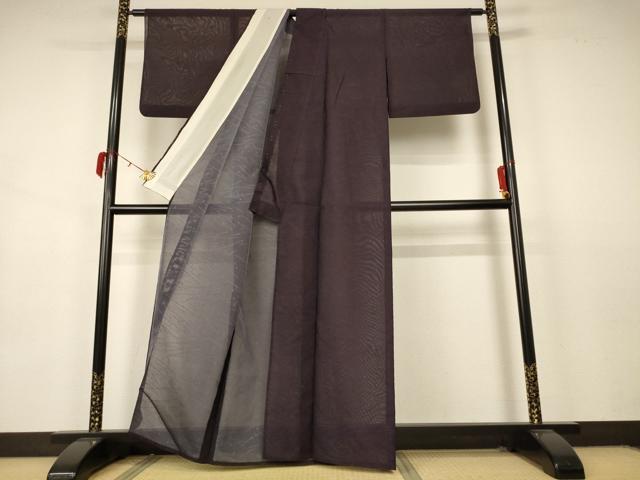 平和屋着物＊夏物 色無地 幾何学文紗 紅消鼠色 正絹 逸品 AABB2544jd