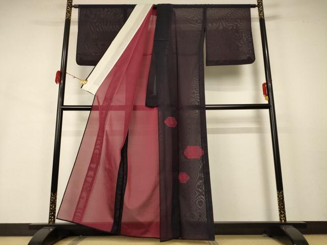 平和屋着物＊夏物 訪問着 紗 刺繍 花菱文 正絹 逸品 AABB2547jd