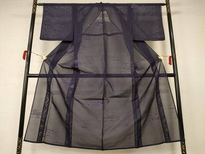 平和屋着物＊夏物 小紋 紗 風景文 正絹 逸品 AABB2548jd