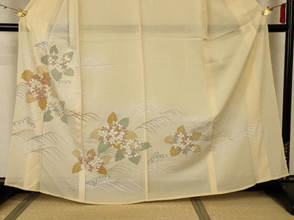 平和屋着物＊夏物 訪問着 駒刺繍 絽 紫陽花 銀彩 正絹 逸品 AABB2551jd
