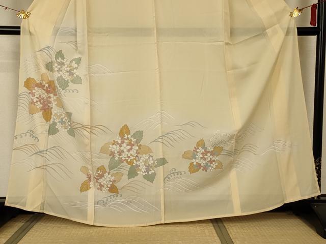 平和屋着物＊夏物 訪問着 駒刺繍 絽 紫陽花 銀彩 正絹 逸品 AABB2551jd