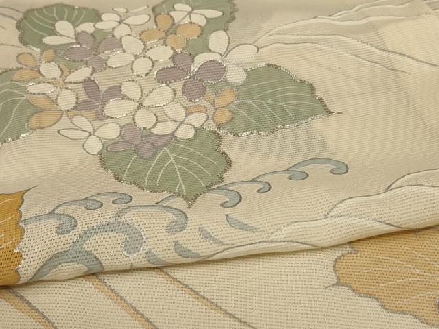 平和屋着物＊夏物 訪問着 駒刺繍 絽 紫陽花 銀彩 正絹 逸品 AABB2551jd