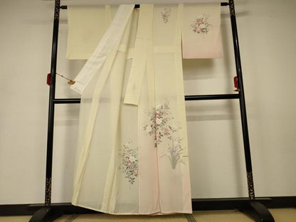 平和屋着物＊夏物 訪問着 絽 草花文 暈し染め 正絹 逸品 AABB2558jd