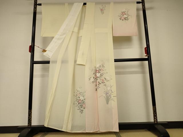 平和屋着物＊夏物 訪問着 絽 草花文 暈し染め 正絹 逸品 AABB2558jd