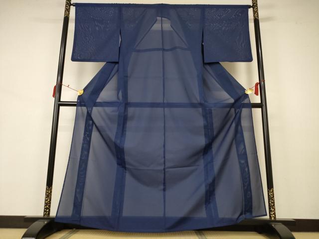 平和屋着物＊夏物 色無地 絽 青褐色 洗える着物 AABB2559jd