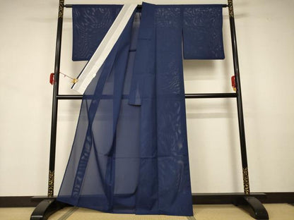 平和屋着物＊夏物 色無地 絽 青褐色 洗える着物 AABB2559jd