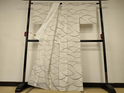 平和屋着物＊夏物 小紋 絽 芝文 洗える着物 AABB2560jd