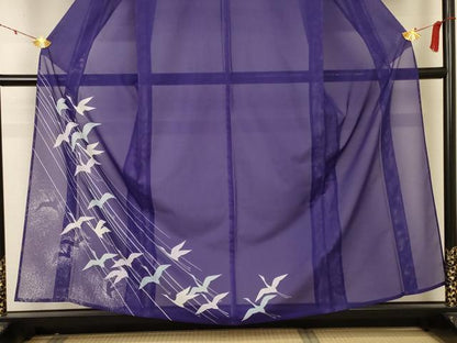 平和屋着物＊夏物 紬 絽 舞鶴文 洗える着物 AABB2564jd