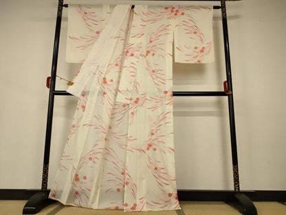 平和屋着物＊夏物 小紋 絽 楓文 洗える着物 AABB2566jd