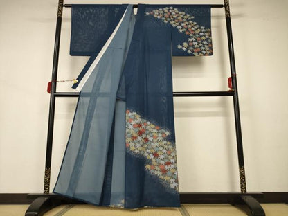 平和屋着物＊夏物 訪問着 絽 楓文 洗える着物 AABB2567jd