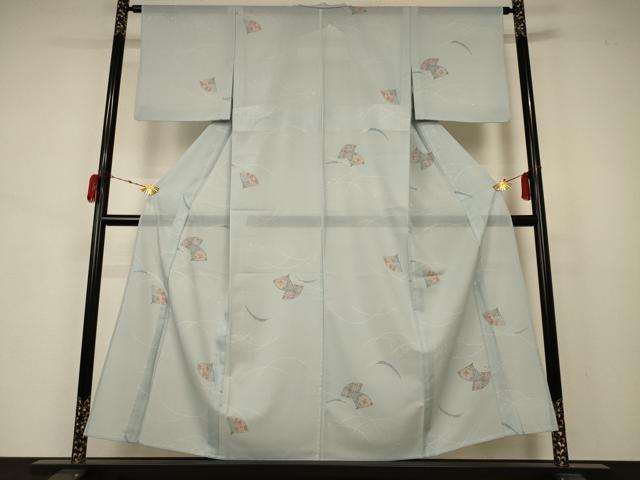 平和屋着物＊夏物 小紋 絽 扇子芝文 洗える着物 AABB2569jd