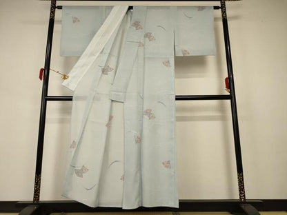 平和屋着物＊夏物 小紋 絽 扇子芝文 洗える着物 AABB2569jd