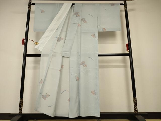 平和屋着物＊夏物 小紋 絽 扇子芝文 洗える着物 AABB2569jd