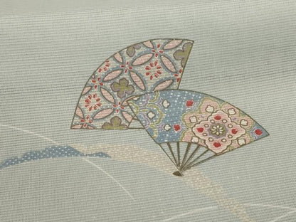 平和屋着物＊夏物 小紋 絽 扇子芝文 洗える着物 AABB2569jd