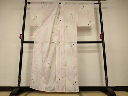 平和屋着物＊夏物 小紋 絽 鶴 暈し染め 洗える着物 AABB2570jd
