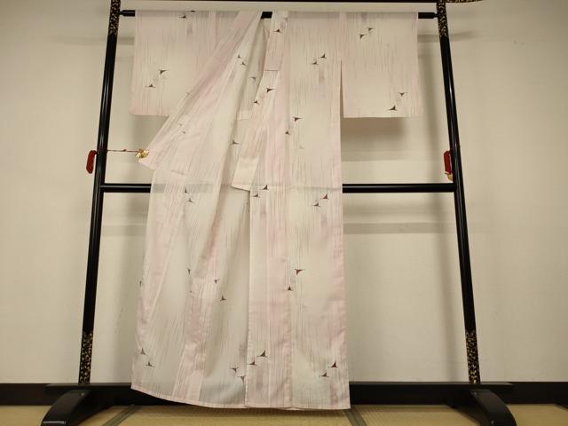 平和屋着物＊夏物 小紋 絽 鶴 暈し染め 洗える着物 AABB2570jd