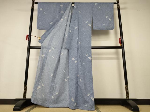 平和屋着物＊夏物 小紋 紗 辻が花文 洗える着物 AABB2572jd