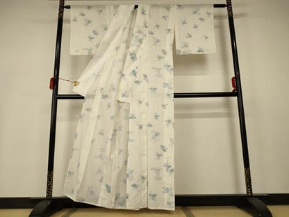 平和屋着物＊夏物 小紋 絽 舞花文 洗える着物 AABB2575jd
