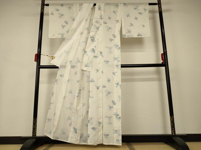 平和屋着物＊夏物 小紋 絽 舞花文 洗える着物 AABB2575jd