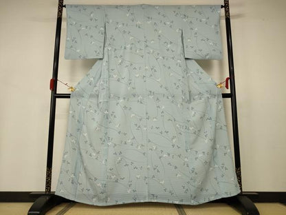 平和屋着物＊夏物 小紋 絽 枝葉文 洗える着物 AABB2578jd