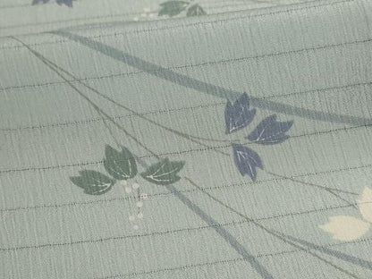 平和屋着物＊夏物 小紋 絽 枝葉文 洗える着物 AABB2578jd